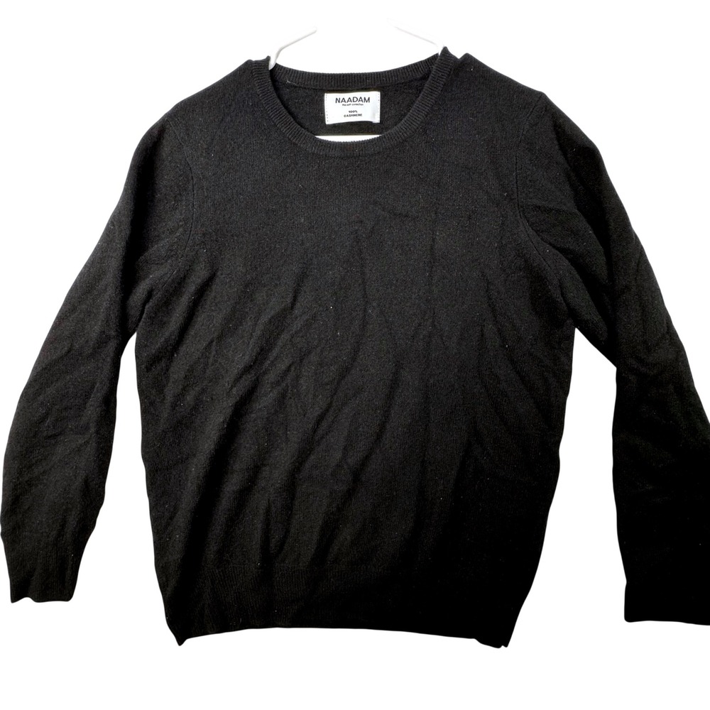Naadam Cashmere Sweater Womens Large‎ Black Long Sleeve Crew Neck Quiet Luxury